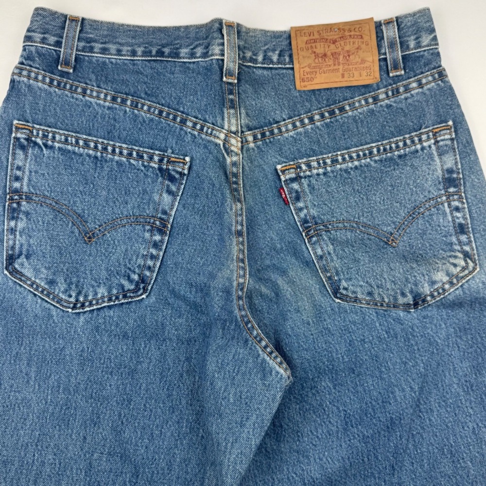 Vintage Levi's 550 Relaxed Fit W33 L32 Cotton Denim 90s Made in USA Blue Jeans - Picture 10 of 12